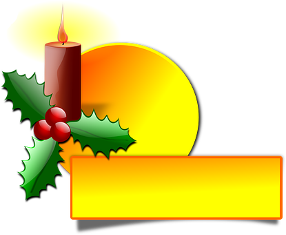 Christmas Candleand Holly Graphic