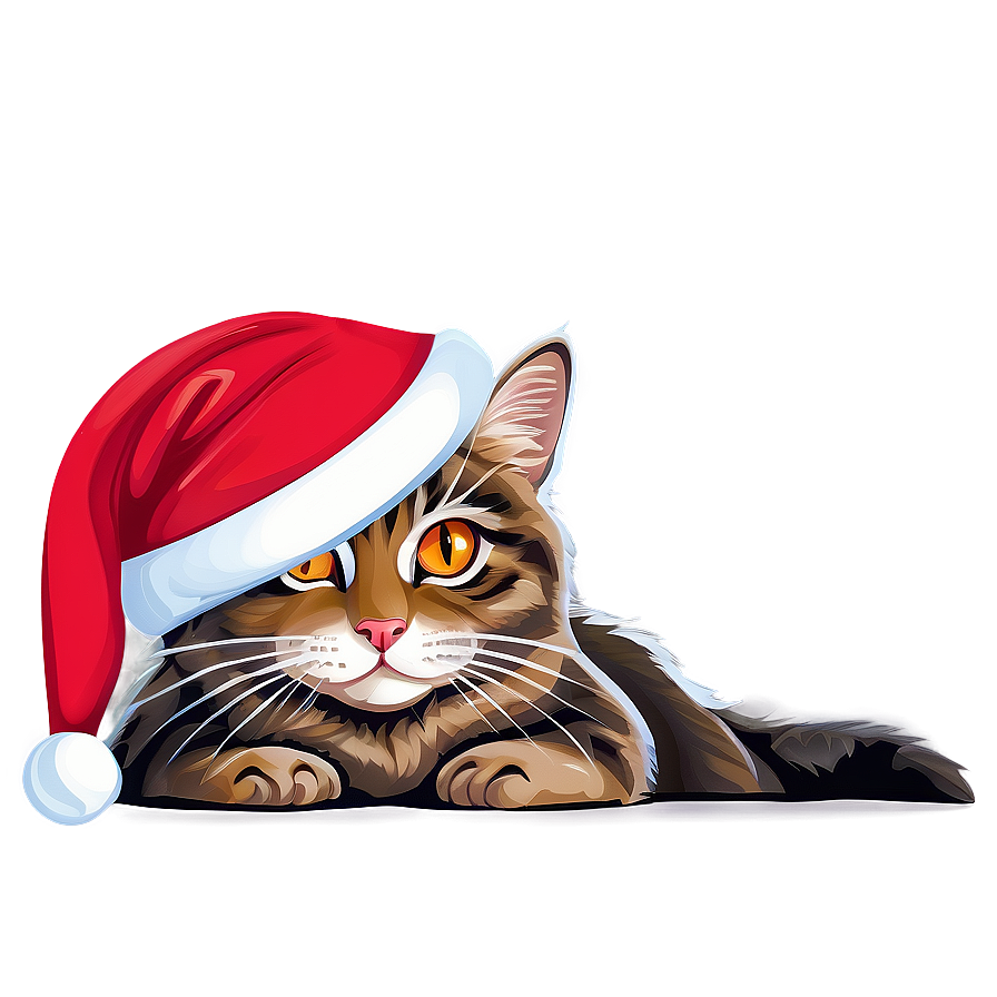 Christmas Cat With Hat Vector Png Rqb62