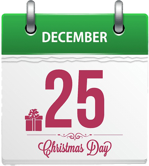 Christmas Day Calendar December25 PNG with transparent background