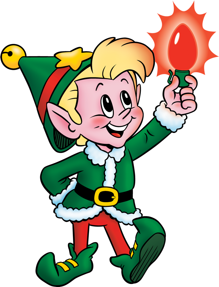 Christmas Elf Holding Candle Clipart