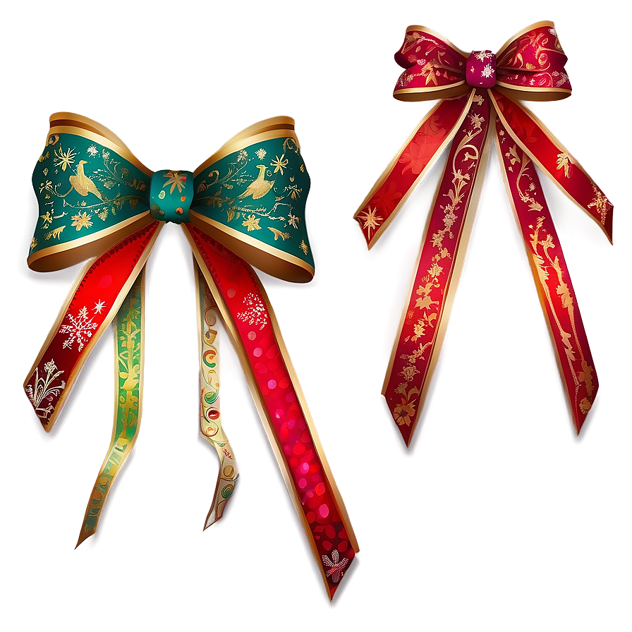 Christmas Eve Festive Ribbon Bows PNG vkj PNG with transparent background