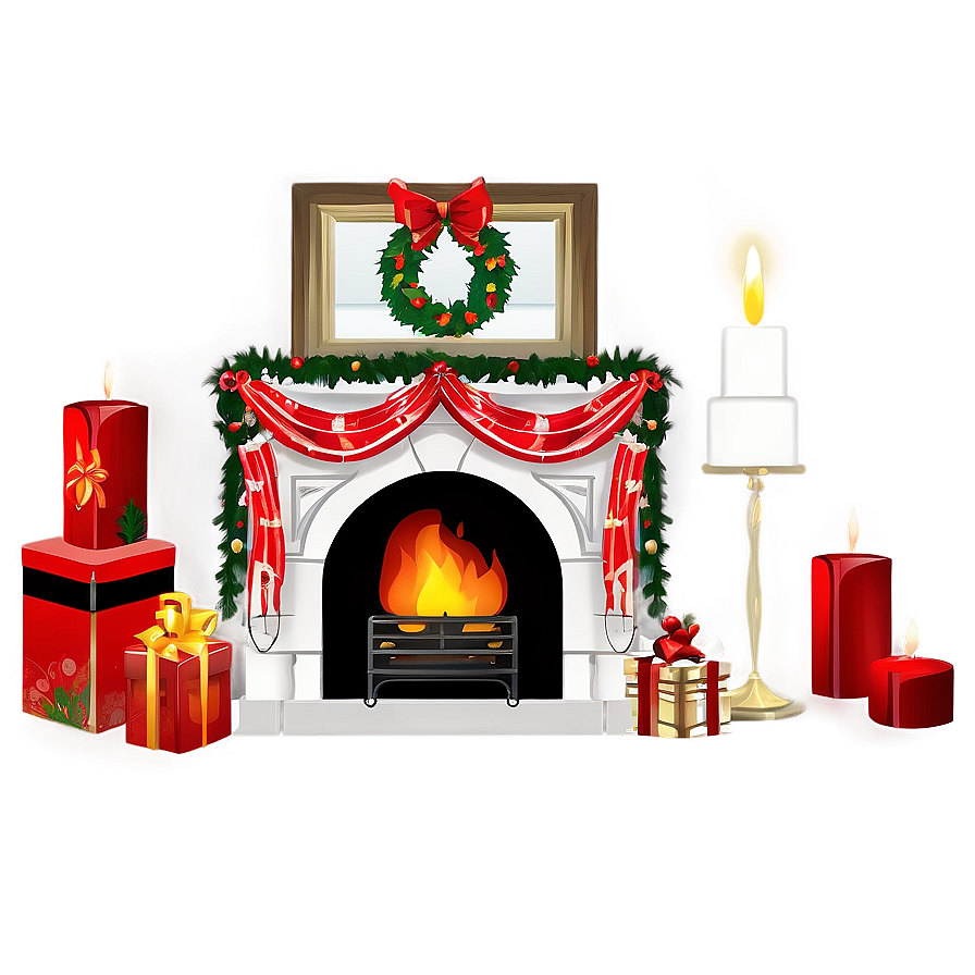 Christmas Fireplace Decor Png Aoa90