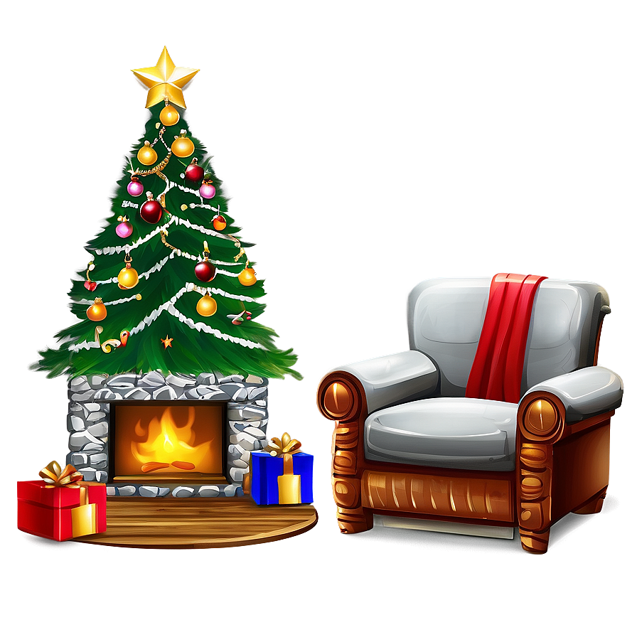 Christmas Fireplace In Log Cabin Png Rwf86