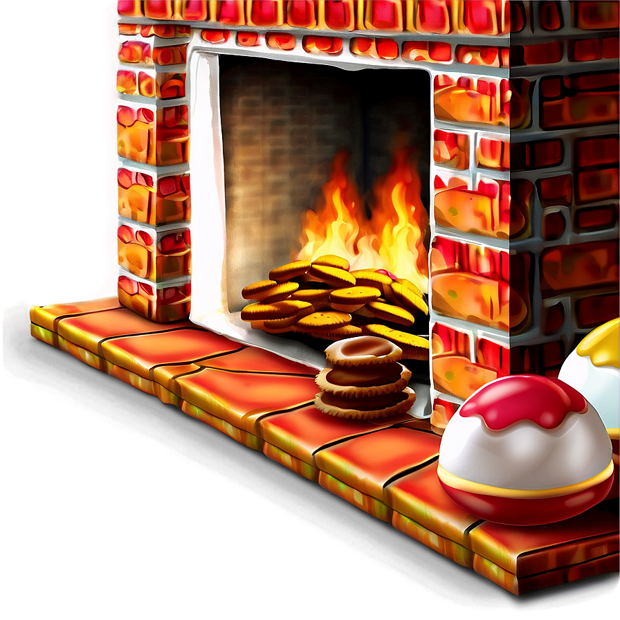 Christmas Fireplace With Cookies Png Qub