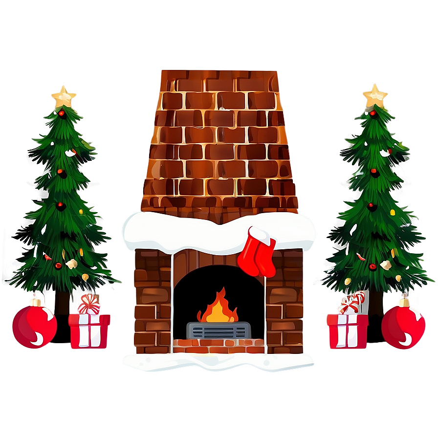 Christmas Fireplace With Tree Png Mfh