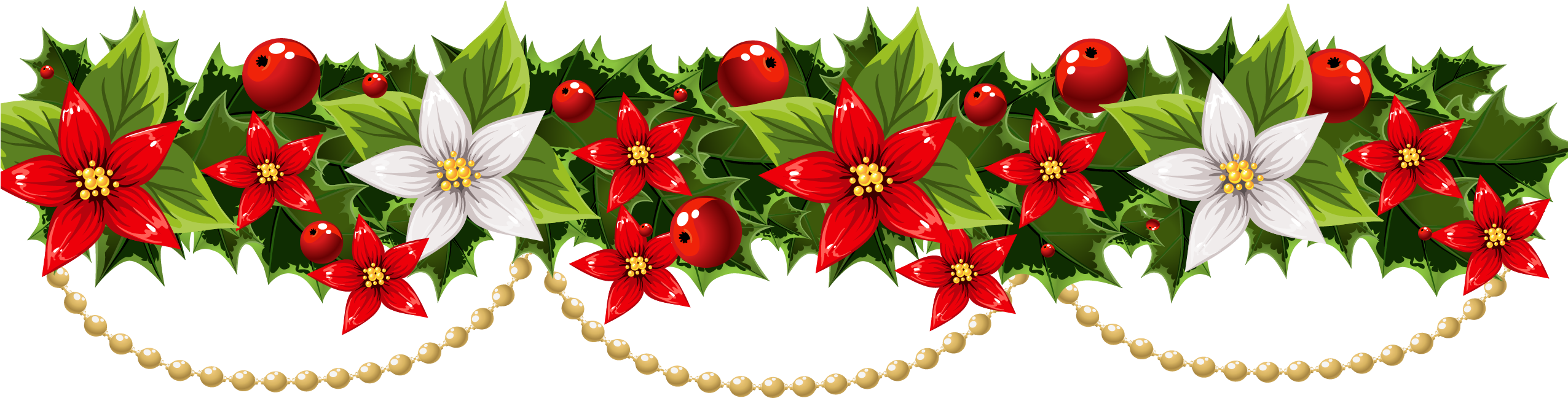Transparent Poinsettia Clipart - Clip Art Christmas Garland, HD Png Download PNG with transparent background