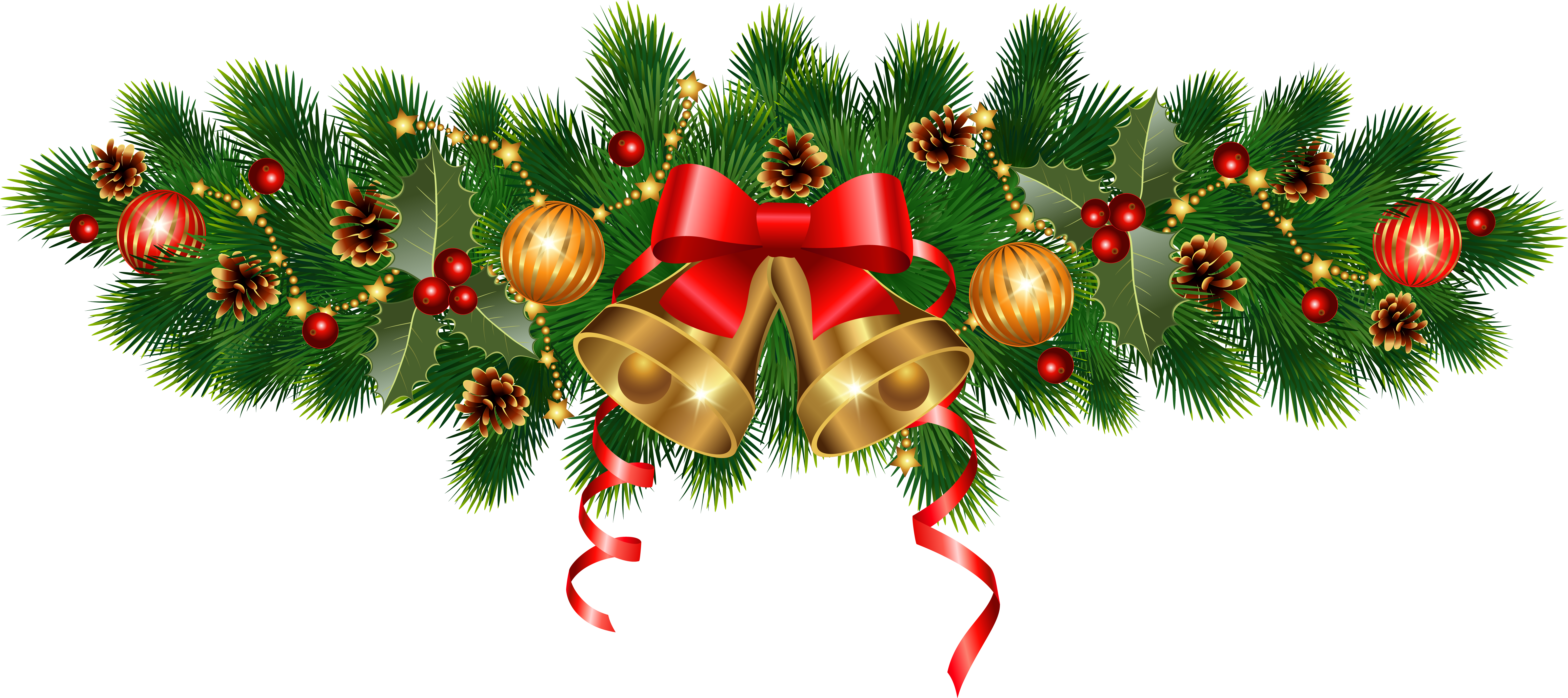 Christmas Tree Clipart Guirlande - Christmas Decor With Garland, HD Png Download PNG with transparent background