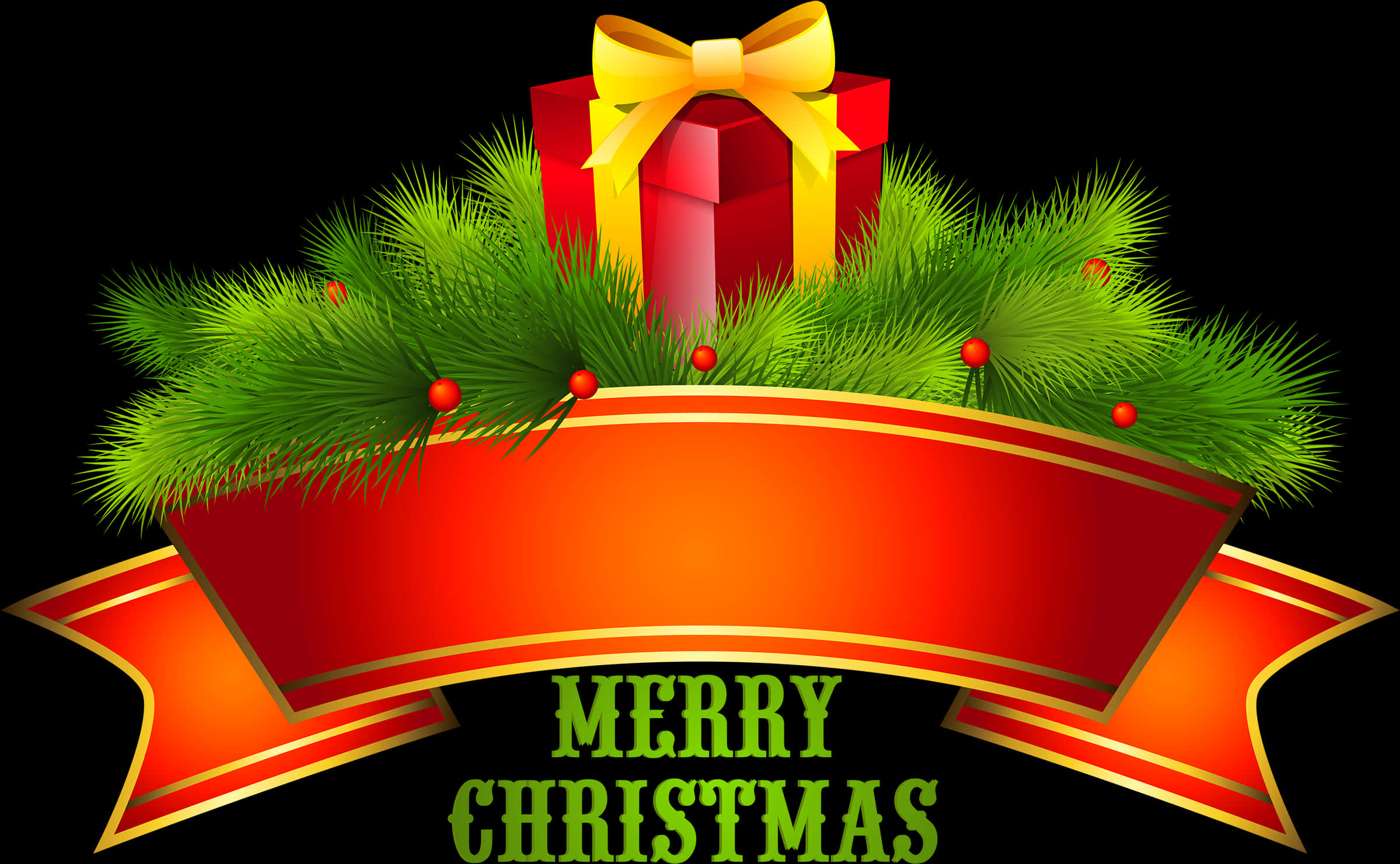 Christmas Giftand Banner Design PNG with transparent background