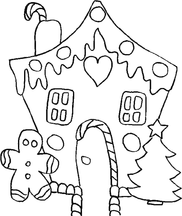 Christmas Gingerbread House Coloring Page