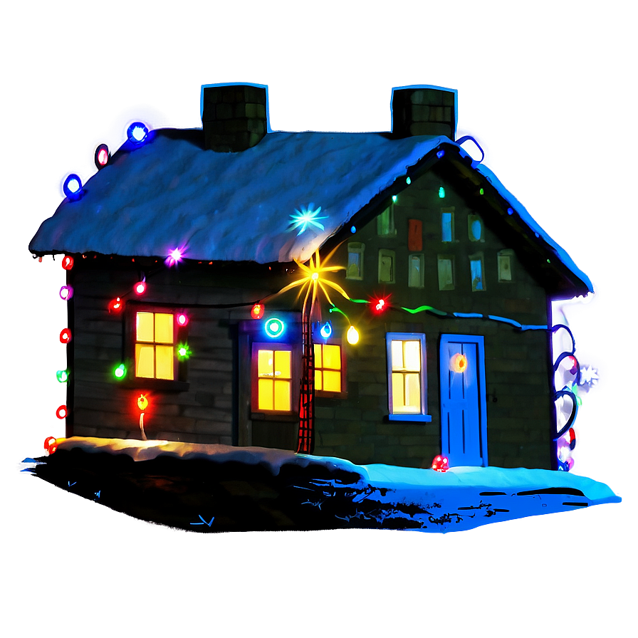 Christmas Lights on House PNG 05032024 PNG with transparent background