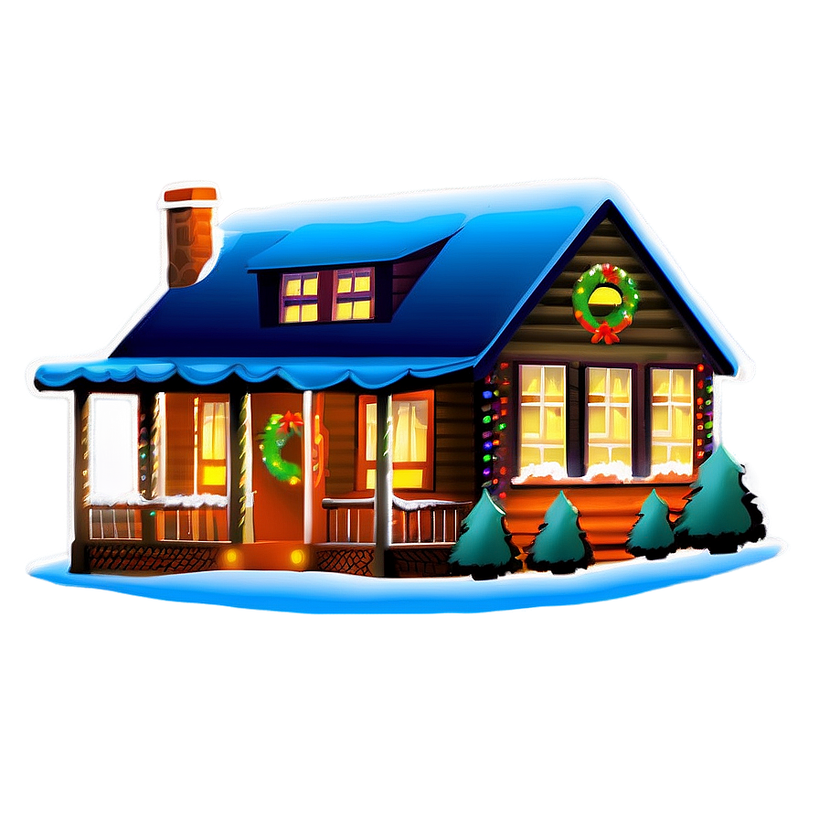 Christmas Lights on House PNG jak5 PNG with transparent background
