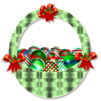 Christmas Ornament Basket Graphic PNG with transparent background