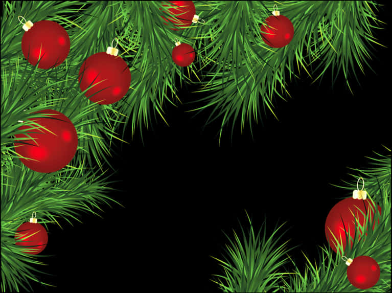 Christmas Ornaments Border Design PNG image with a transparent background, free high-resolution download