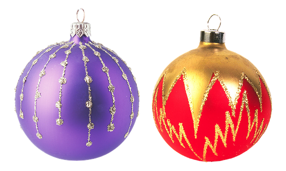 Christmas Ornaments Purpleand Gold PNG with transparent background