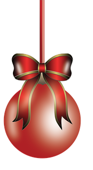 Christmas Ornamentwith Red Bow PNG with transparent background