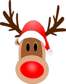 Christmas Reindeer Cartoon Santa Hat