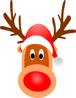 Christmas Reindeer Cartoon Santa Hat PNG with transparent background
