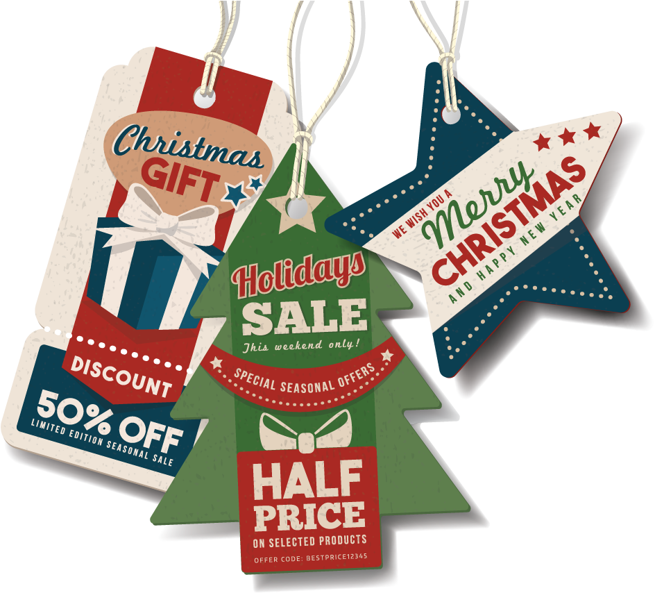 Xmas Tags - Striped Retro Holiday Photo Card | Holiday Cards PNG with transparent background