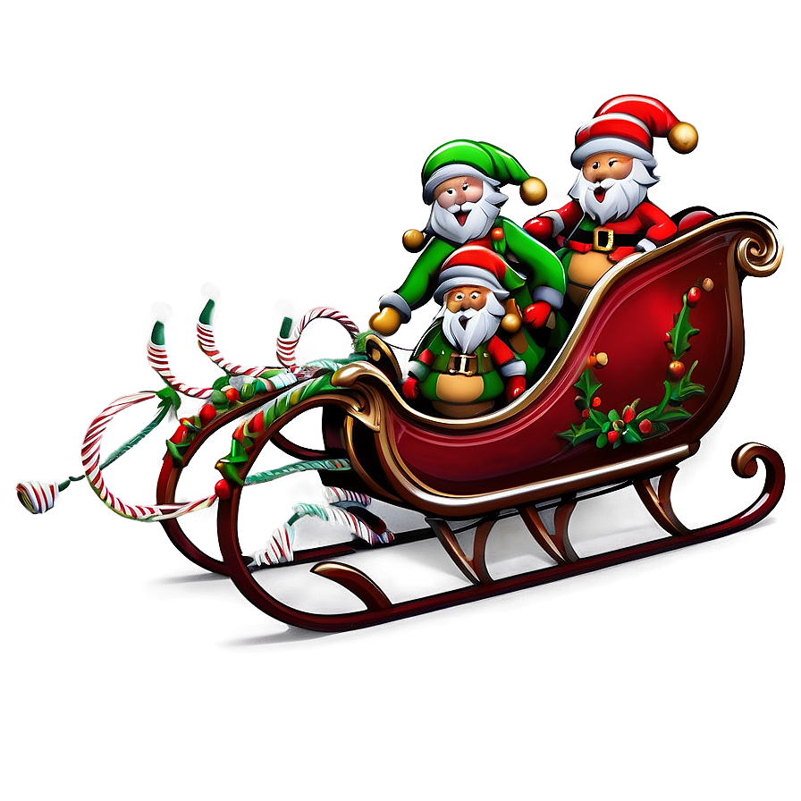 Christmas Sleigh With Elves Png 73