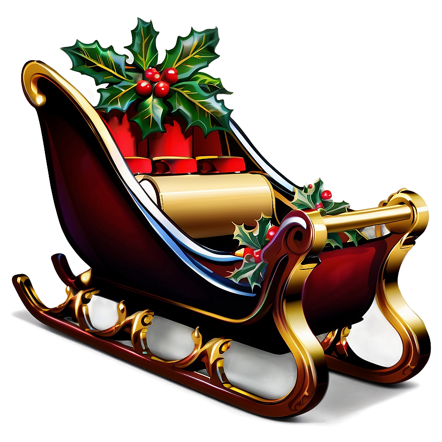 Christmas Sleigh With Holly Png 95