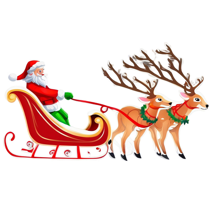 Christmas Sleigh With Reindeers Png Fuk97