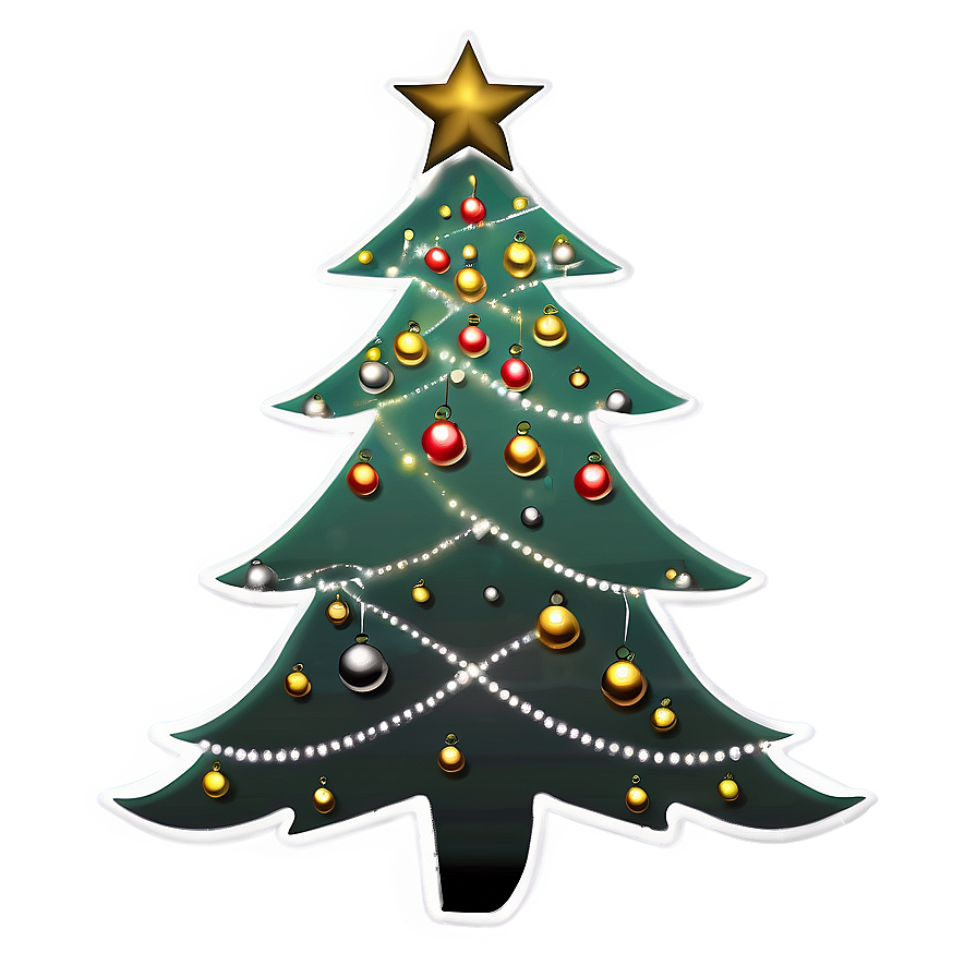 Christmas Tree Outline With Ornaments Png 42