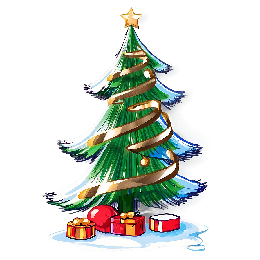 Christmas Tree Sketch Png 04292024