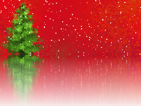 Christmas_ Tree_ Snowfall_ Red_ Background.jpg PNG with transparent background