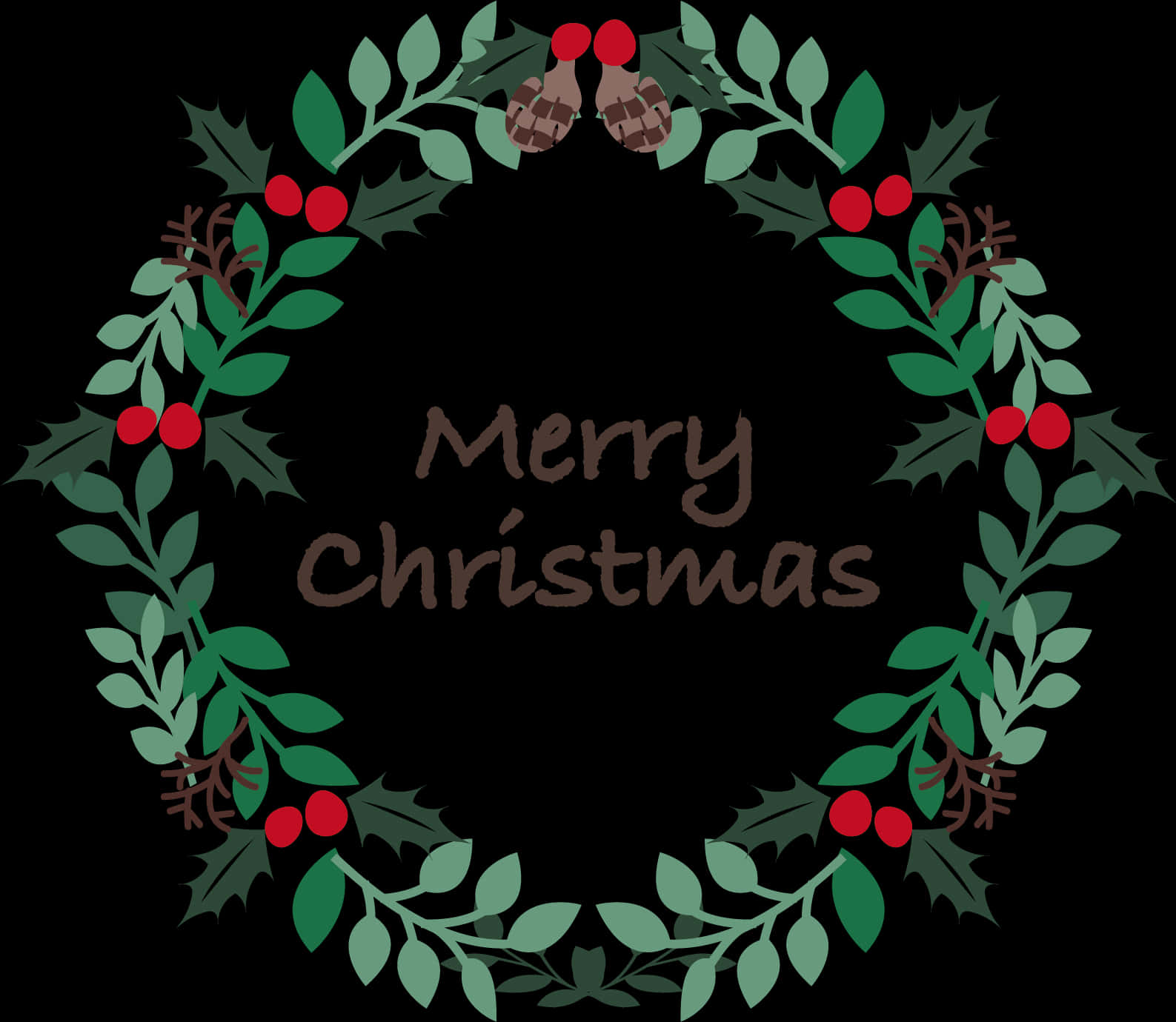 Christmas Wreath Greeting Graphic PNG with transparent background