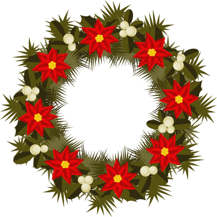 Christmas Wreath Red Poinsettias