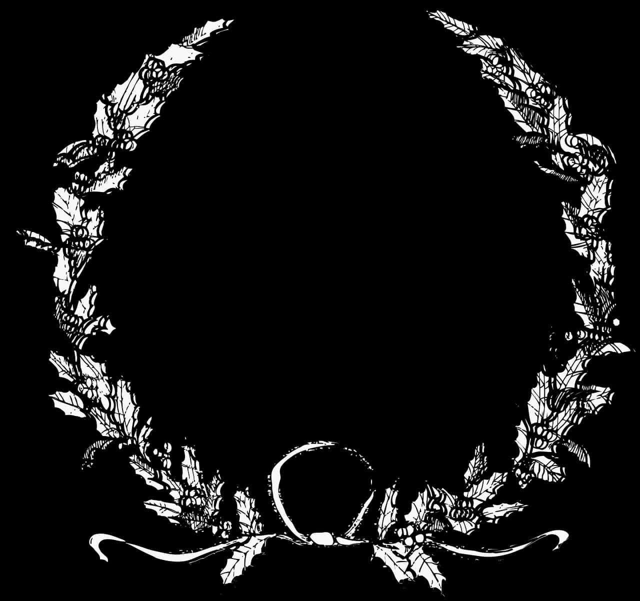 Christmas Wreath Silhouette Outline PNG image with a transparent background, free high-resolution download