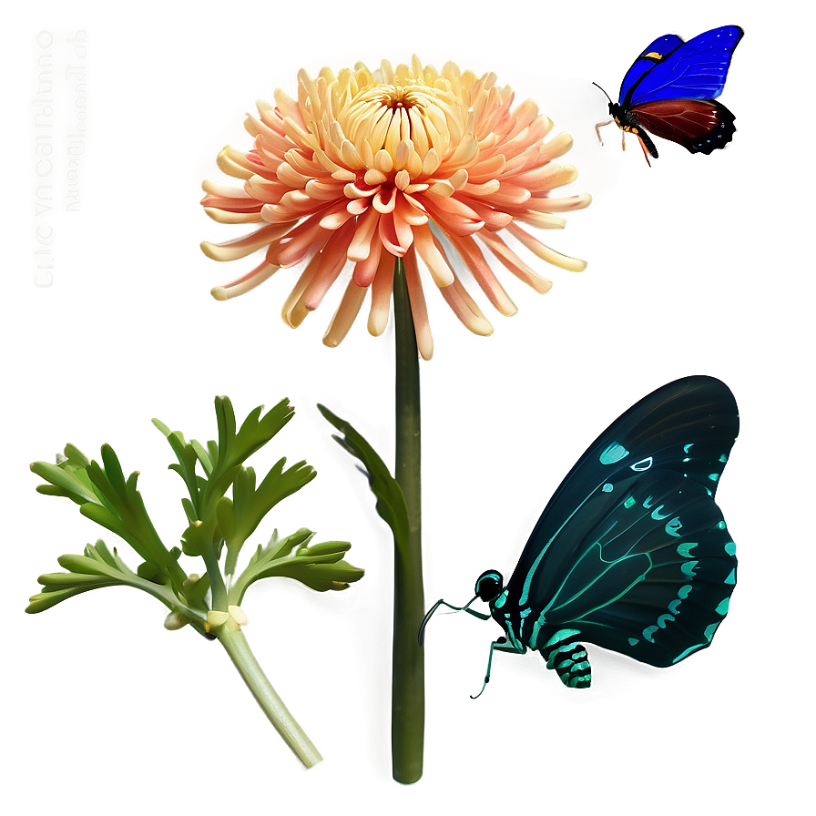 Chrysanthemum And Butterfly Png 9