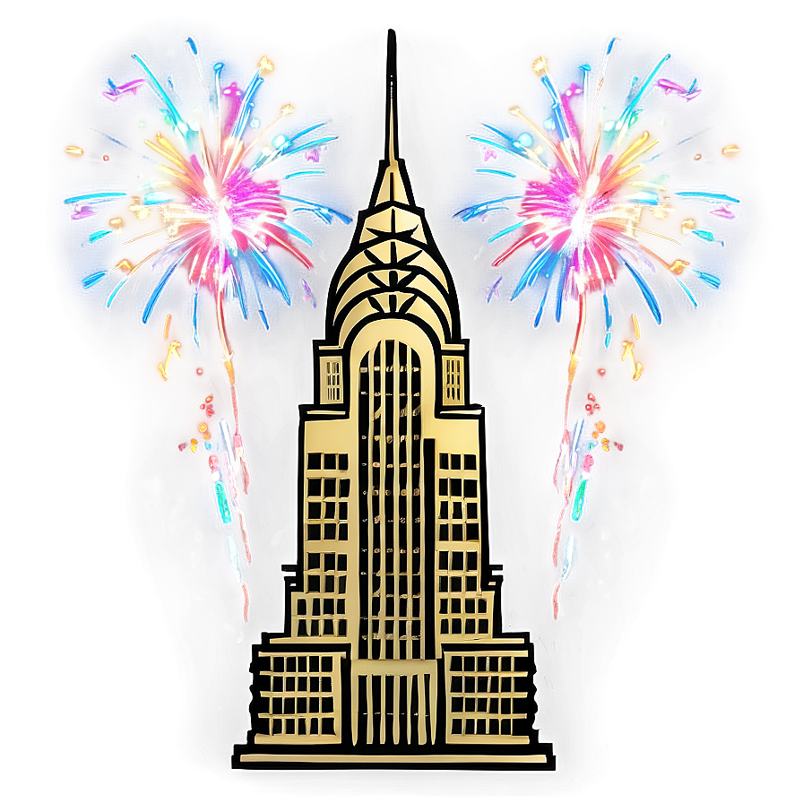 Chrysler Building With Fireworks Png Ner