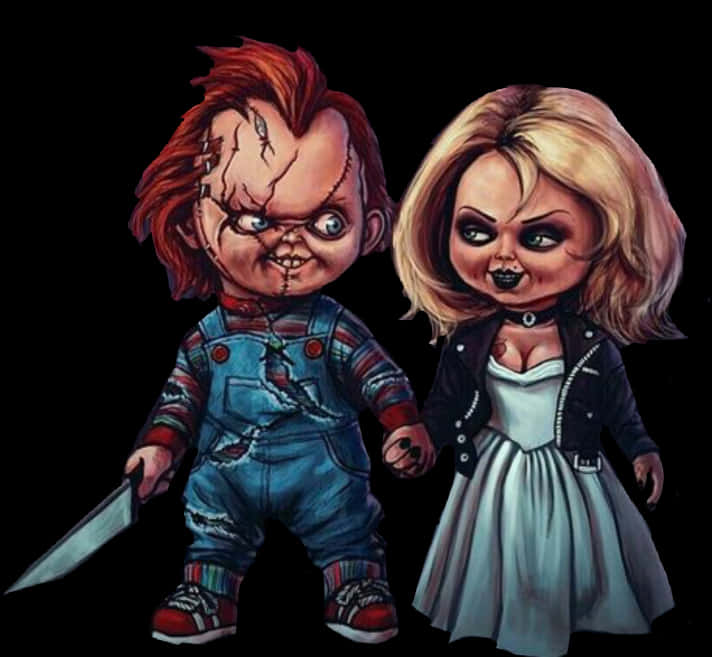 Chuckyand Tiffany Cartoon Horror