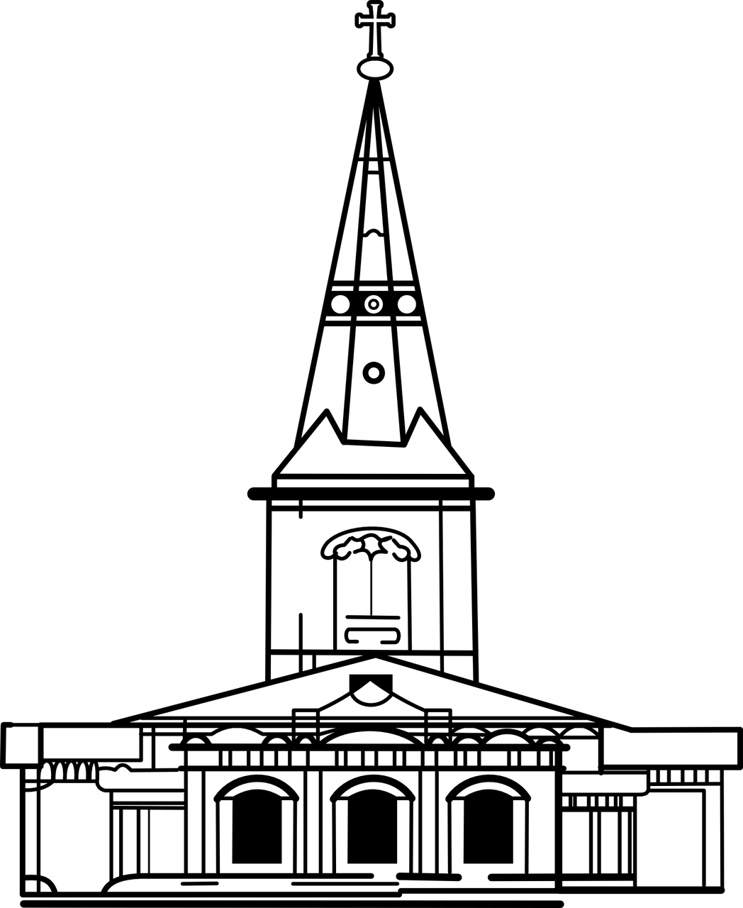 Church Svg Steeple Clipart - Church Image Line Art, HD Png Download PNG with transparent background
