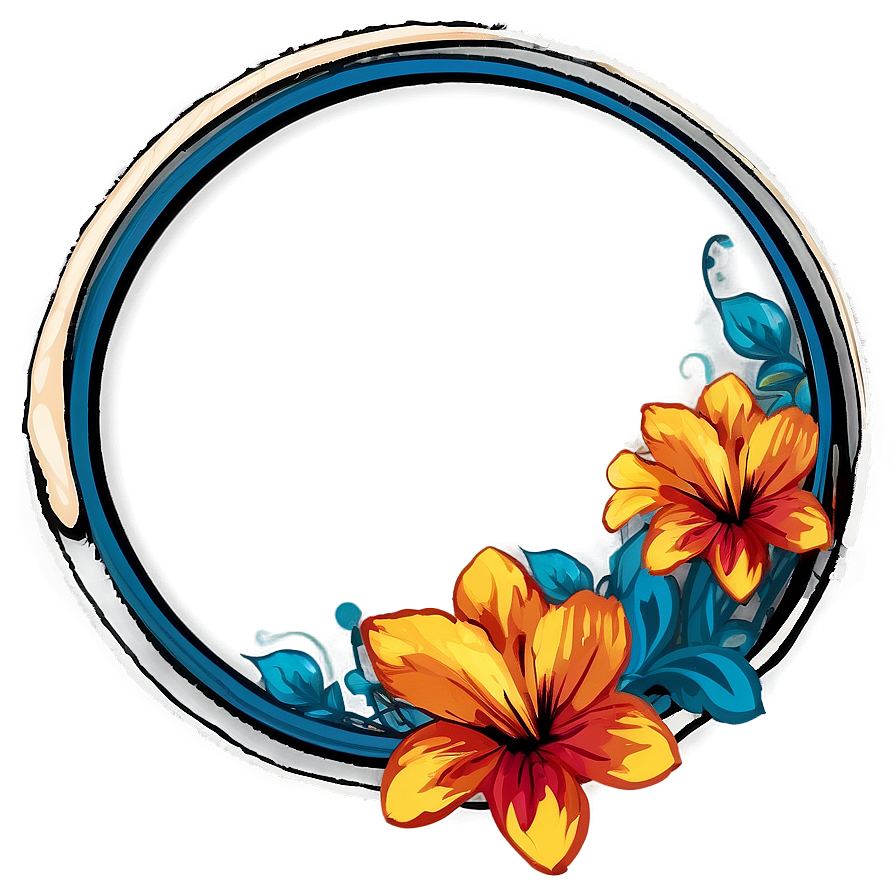 Circle Frame With Flowers Png 45