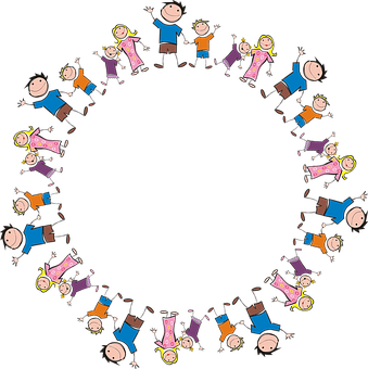 Circleof Cartoon Family Members PNG with transparent background