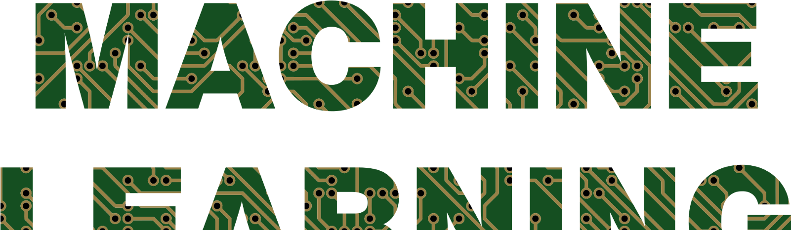 Circuit Style Machine Learning Text PNG with transparent background