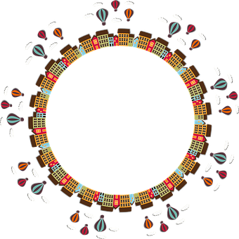 Circular Cityscape Illustration PNG with transparent background