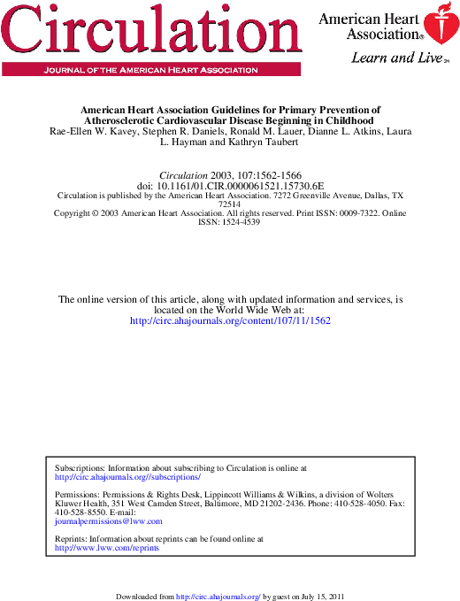 Circulation Journal Cover A H A Guidelines PNG with transparent background