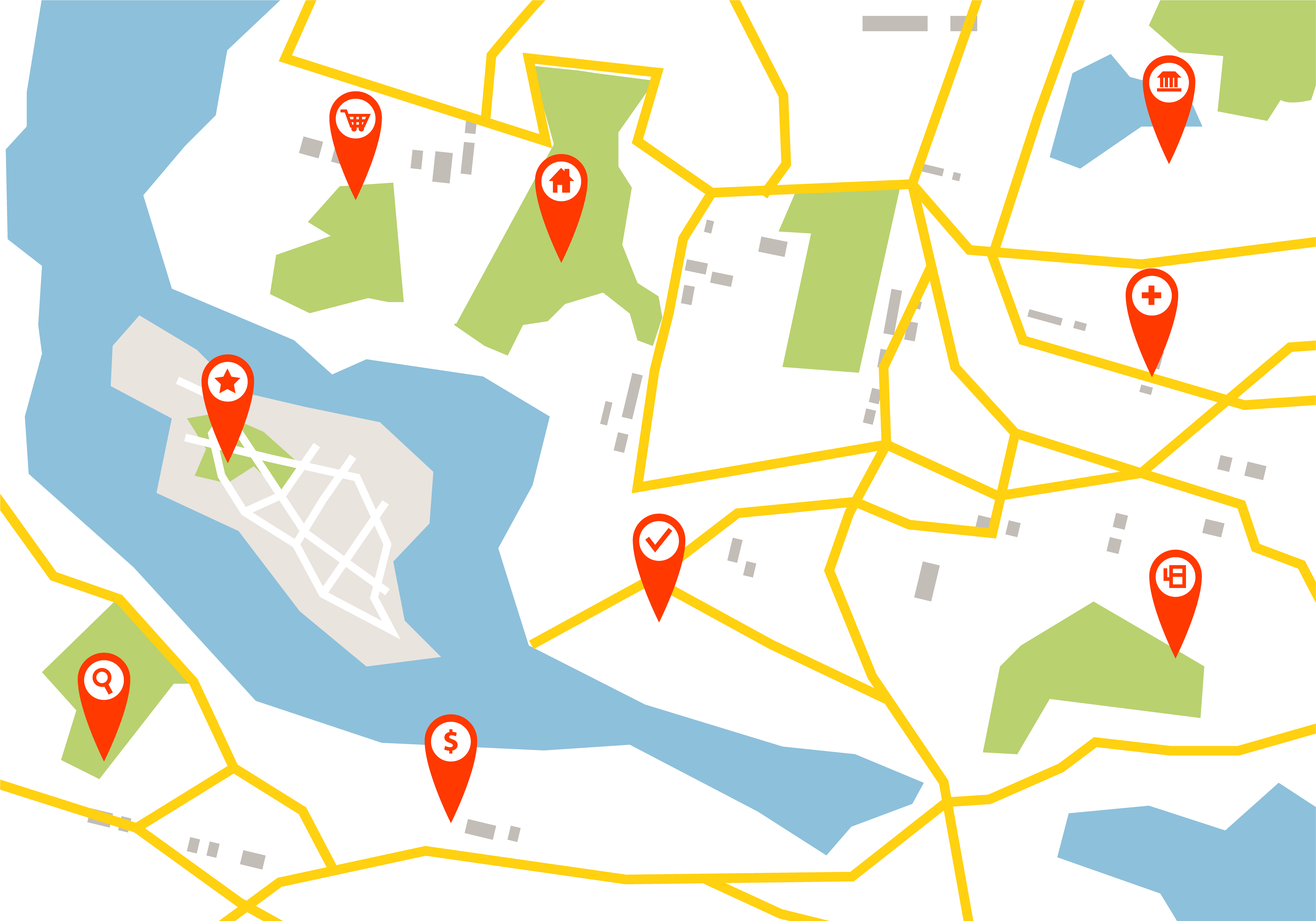 Map Featured Infographic Landmarks Road Free Transparent - Infographic Area Map, HD Png Download PNG with transparent background