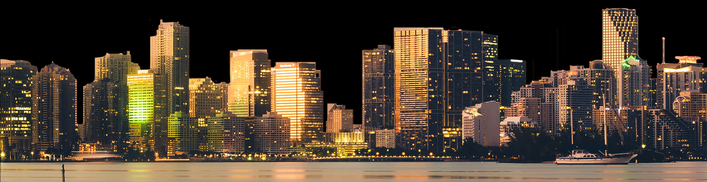 City Skyline Night Panorama PNG with transparent background