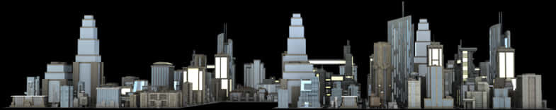 City Skyline Silhouette PNG with transparent background