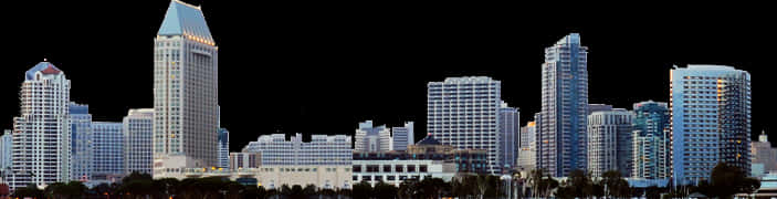 City Skylineat Dusk PNG with transparent background