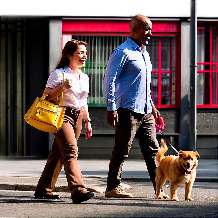 City Street With Pet Walkers Png Fwt98