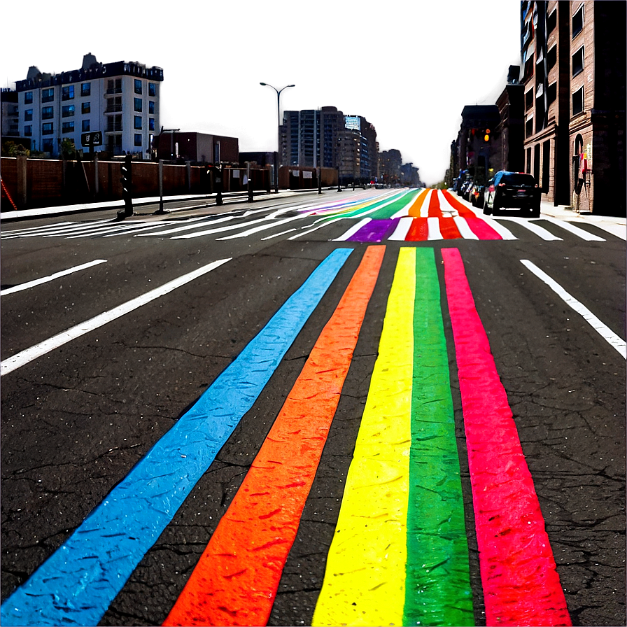 City Street With Rainbow Crosswalk Png 06252024