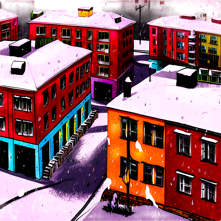 City Under Snowfall Png 60