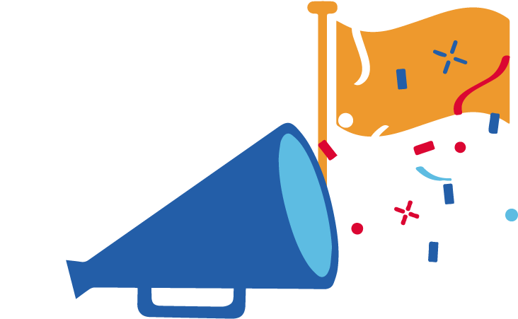 Cityscape Megaphone Announcement Graphic