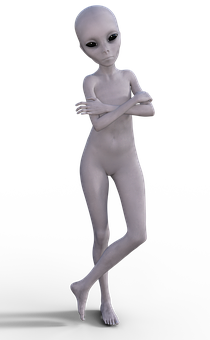 Classic Alien Figure Standing PNG with transparent background