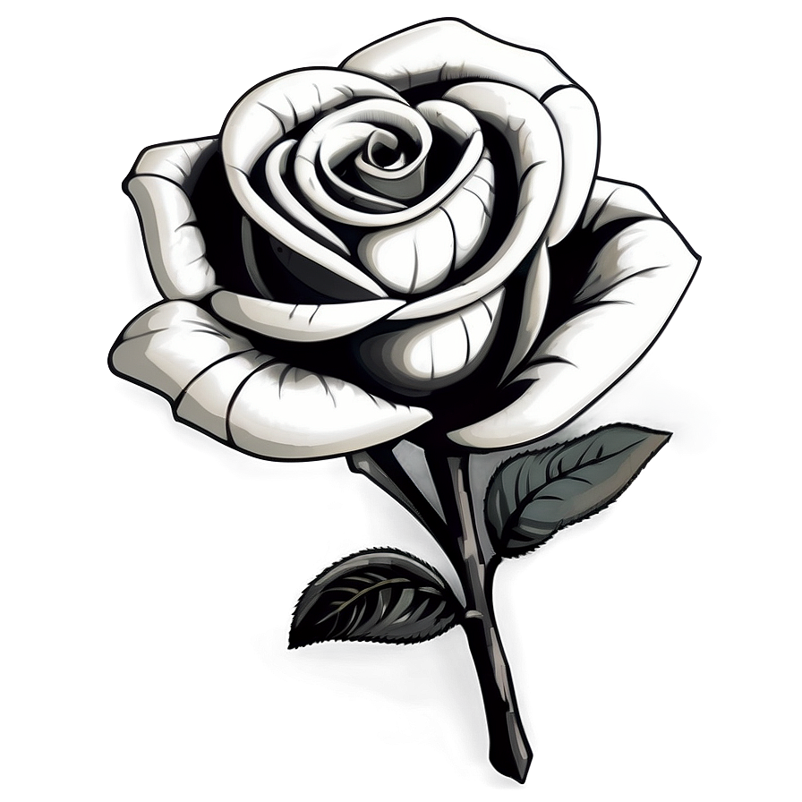 Classic Black And White Rose Illustration Png Nec